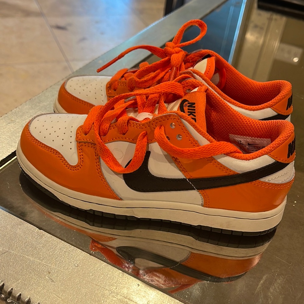 Nike Dunk Low Safety Orange Phantom Black Preschool Kids Shoe Size 13
